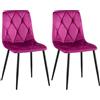CLP Sedia da pranzo set di 2 Clairton, sedia imbottita con rivestimento trapuntato, struttura in metallo nero, supporto fino a 150 kg Colore:viola;Materiale:Velluto