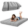 bananair Futon Giapponese 2 Persone Comodo e Spesso, Prodotto in Francia, Sfoderabile, Materassino Pieghevole, Tatami Giapponese Pratico-Letto Singolo, Cinghia di Fissaggio inclusa (140 x 190 cm,Grigio Chiaro)