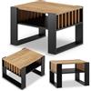 defiPad® Tavolino da caffè con vano portaoggetti | 65 cm di larghezza con agnello | moderno tavolo da soggiorno | tavolo da soggiorno in rovere massiccio e stabile (Nero + Rovere)