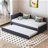 EZSSW Divano Letto Imbottito 90x200 cm Allungabile 2 Posti, Divano Letto Angolare a L con Letto Estraibile e Rete a Doghe, Divano Pieghevole con Funzione Sonno, Rivestimento in Velluto Grigio(90/180x200 Cm)