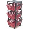 Ecoplast | Carrello con Ruote Portatutto Modula, Carrello Portaoggetti a Tre Piani, Portata Massima 9 kg, Rosso, 41,5x29x75, Made in Italy