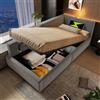 Autheria Letto Singolo con Contenitore 90x190 cm con luce di lettura e USB Type C,divano letto con spazio idraulico, Letto imbottito con Testiera, Letto con rete a doghe, Struttura Letto Singolo