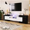 NuvlaGu Mobile Mobile TV moderno, 200 cm di larghezza, nero lucido, con illuminazione LED RGB, 6 ante e 2 cassetti, per soggiorno (Black + Particle Board)