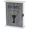 MECSAL CASALINGHI Armadietto Porta Chiavi, Cassetta in Legno, Porta Chiavi da Parete, Con Decorazione Home, 20x7x24 Cm (Grigio)