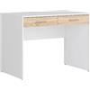 MONDO VIRO Scrivania in legno bianco USB per ufficio con 2 cassetti rovere cm 100x60 75h