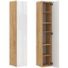 PLATAN ROOM Armadietto pensile, altezza variabile da 105 a 160 cm, per il soggiorno, vetrinetta, finitura opaca o lucida, rovere oro e bianco lucido, 160 x 30 x 32 cm