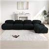 Ligterra Divano modulare a 4 posti in corduroy, divano ad angolo, Boneless con 1 pouf, divano compresso, senza montaggio e fondo antiscivolo, liberamente combinabile, 388×178×75cm (Nero)