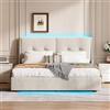 PRTECY Letto baule 160 x 200 cm letto matrimoniale imbottito con vano idraulico e illuminazione a LED letto imbottito testiera con vano tasca laterale telaio letto, velluto(senza materasso)