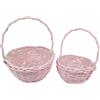 Zelda Bomboniere Cesto Pastelcolor Basso con Manico S/2 Decorazioni Primavera Pasqua (Rosa)