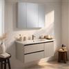 REDÒKASA Mobile Bagno Sospeso100 cm PEONIA in alluminio con 2 cassetti, specchio contenitore a 2 ante, lavabo in ceramica (L 100 x P 47,5 x H 48)