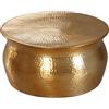 FineBuy Tavolino Salotto Metallo 60x30,5x60 cm Tavolino da Esterno Oro Martellato | Tavolo da Soggiorno Rotondo | Design Tavolino Moderno