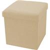 Home Tresor - Pouf Cassapanca Contenitore in Tessuto, Cubo Poggiapiedi Divano Sgabello Pieghevole, Portaoggetti Tavolino da Salotto Mis. cm. 38x38x38 (Beige)