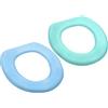Warmhm 2 Pezzi Copriwater in Eva Spessi e Adesivi Morbidi e Caldi per Sedile WC Coprisedili Colorati Verde Blu per Bagno