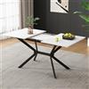 Generic Tavolo da pranzo allungabile 120-160x80 cm per 4-6 persone gambe in metallo nero rettangolare tavolo da cucina per soggiorno sala da pranzo tavolo da colazione bianco