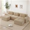 Bladez Divano modulare Cord a 3 posti, divano letto ad angolo a forma di U, con ottomano, senza montaggio, seduta profonda Boneless a compressione, combinabile, divano lounge per soggiorno (beige, 3