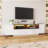 VIEKOS Mobile TV da 180 x 40 x 48 cm, con luce LED, mobile per TV con forma a L e cassetti, colore bianco lucido, adatto per TV da 75 pollici, bianco e nero