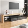 SogesHome Mobile TV moderno XXL da 197,5 cm, elegante e pratico, effetto legno, pavimenti in vetro, illuminazione a LED