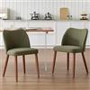 DAYALANE Set di 2 Sedie da Cucina in Tessuto Sedie da Pranzo Moderne Poltroncine da Pranzo con Gambe in Legno Sedie Imbottite per Sala da Pranzo/Soggiorno/Ristorante, Verde