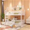 Lubvtti Letto a castello per bambini 90×200, letto a castello familiare in legno massello con scale, design soppalcato, Bianco (materasso non incluso)