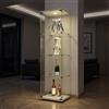 BPKADHY Vetrina in vetro, a LED, illuminazione con serratura e 1 ante, 4 scomparti, per oggetti da collezione, libri, modelli, giocattoli (1 porta, 4 piani, bianco)