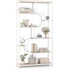 COSTWAY Libreria a 8 Ripiani, Scaffale Alto Autoportante a Forma di U, Struttura in Metallo, Organizzatore di Spazio per Soggiorno e Ufficio, 95x30x175 cm (Naturale+Bianco)