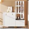 SUKY Set di guardaroba con scarpiera e cuscini, pannello per appendiabiti con ganci, scarpiera con cassetti e ante, 60,5 L x 180,5 A x 35,2 P (cm) + 83 L x 101 A x 35 P (cm) (Bianco)