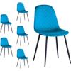 Mediawave Store - Set 6 Sedie Nubia in Pregiato Velluto con Schienale Imbottito a Motivo Rombi e Robusta Struttura in Metallo Nero Design Moderno per Soggiorno e Sala da Pranzo (Ottanio)