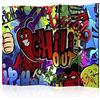 murando - Paravento Decorativo Bifacciale Colorato 225x172 XXL 5 Pannelli Divisori - Stampa su due Lati su Tela in TNT - Separe Divisorio per la Casa - Non Trasparente - Graffiti m-C-0243-z-c