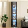 Generic Vetrina da collezione, 40 x 29 x 170 cm, colore nero, con illuminazione a LED, porte in vetro, 4 livelli, sottile, per auto, per soggiorno, ufficio, moderno