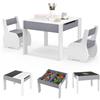 RELAX4LIFE Tavolino Bambini con Piano Reversibile e 2 Sedie (Grigio+Bianco) | 3 in 1 Tavolo Attività Elefante in Legno con Lavagna e Vano Deposito, Set per Giocare e Disegnare in Cameretta, 64×62×48cm