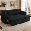 Lubvtti Divano letto 3 posti,divano angolare a L con sedute contenitore,divano 3 posti con chaise longue destra e sinistra intercambiabile,Tessuto di velluto a righe,nero