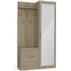 BDW Set di 5 appendiabiti con specchio, armadio con anta e cassetto, stile moderno, 180 x 100 x 35 cm (rovere Sonoma)