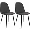 CLP Set di 2 sedie da pranzo imbottite Maryam, sedia da cucina con schienale e struttura in metallo nero, supporta fino a 150 kg | Colore grigio scuro Materiale Stoffa