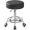 YEEZEE Sgabello con rotelle, capacità di carico 136 kg, sgabello in pelle PU, sedile imbottito ultra morbido, sgabello con ruote e poggiapiedi, girevole a 360°, sgabello per spa, salone di disegno, lavoro,