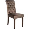 CLP Sedia Da Cucina Lisburn Design Chesterfield I Fodera Imbottita E Trapuntata In Velluto O Tessuto I Schienale Alto Colore:marrone;Materiale:Velluto