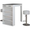 Vicco Tavolo bar alto Repose, Bianco/antracite, 67 x 100 cm con 2 sgabelli da bar, per l'utilizzo come tavolo alto con ripiani regolabili