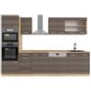 Vicco Cucina componibile R-Line, Grigio nobile/rovere dorato, 300 cm con armadio alto, senza piano di lavoro, per l'espansione personalizzata tramite moduli aggiuntivi compatibili
