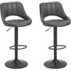 HOMCOM Set 2 Sgabelli da Bar Girevoli con Schienale 47x52x87-109cm Grigia | Poggiapiedi, Sgabelli Cucina Alti Moderni, Altezza Regolabile, Base in Metallo, Seduta Finta Pelle