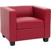 Mendler Poltrona Sofa Lounge Moderno Elegante Serie Lille M65 75x86x70cm Pelle - Rosso