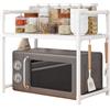 Generic Scaffale per microonde - Supporto regolabile per microonde | Mensola per microonde | Mensola per microonde da cucina con ganci | doppio strato per condimenti allargato porta macchina del pane per