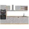 Vicco Cucina componibile R-Line, Calcestruzzo/Rovere dorato, 300 cm con armadio alto, senza piano di lavoro, per l'espansione personalizzata tramite moduli aggiuntivi compatibili