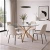 Yellowshop | Tavolo Tondo YAM Ø114 cm - Piano in Vetro Temperato e Struttura in Acciaio Effetto Legno, Design Moderno per Sala da Pranzo e Soggiorno