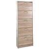 WEBMARKETPOINT Scarpiera Slim 5 ribalte Rovere Pino Doppia ribalta cm 63 x 24 x 180 h