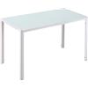 HOMCOM Tavolo Rettangolare da 4 Persone per Cucina e Soggiorno, Tavolo Moderno in Metallo e Vetro Temperato, 120x60x75 cm, Bianco