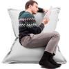 Avalon - Puff Poltrona Sacco Cuscino Grande Thin 220L Deluxe Sfoderabile, Pouf Sacco Sartoriale, Bean Bag in Tessuto Antistrappo/Impermeabile con Sacca Interna, Made in Italy (130x90cm-Grigio)