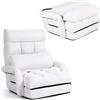 RELAX4LIFE Poltrona Pieghevole con Cuscino, Sedia da Terra Regolabile in 5 Livelli, Divano e Letto, Poltrona Reclinabile, Ergonomico, Comodo Tessuto e Imbottitura (BIANCO)