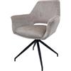 Mendler Sedia poltroncina con Seduta Girevole braccioli HWC-M53 Tessuto Grigio Tortora