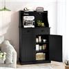 HOLTICO Armadio Multiuso per Cucina con Spazio Microonde, Mobile Salvaspazio Verde con Ripiano Regolabile, Adatto per Soggiorno, Camera da Letto, Sala da Pranzo e Garage, nero