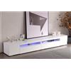 MURUL Mobile TV moderno, bianco, soggiorno e sala da pranzo, 240 cm, pannello luminoso, illuminazione a LED variabile (pannello lucido, non lucido)