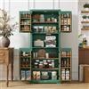 HOLTICO Dispensa da Cucina Alta, Armadietto Multifunzione con Scaffali sulle Ante e Ripiani, Mobile Alto per Alimenti, Credenza Moderna per Soggiorno, Cucina e Lavanderia, Verde Salvia